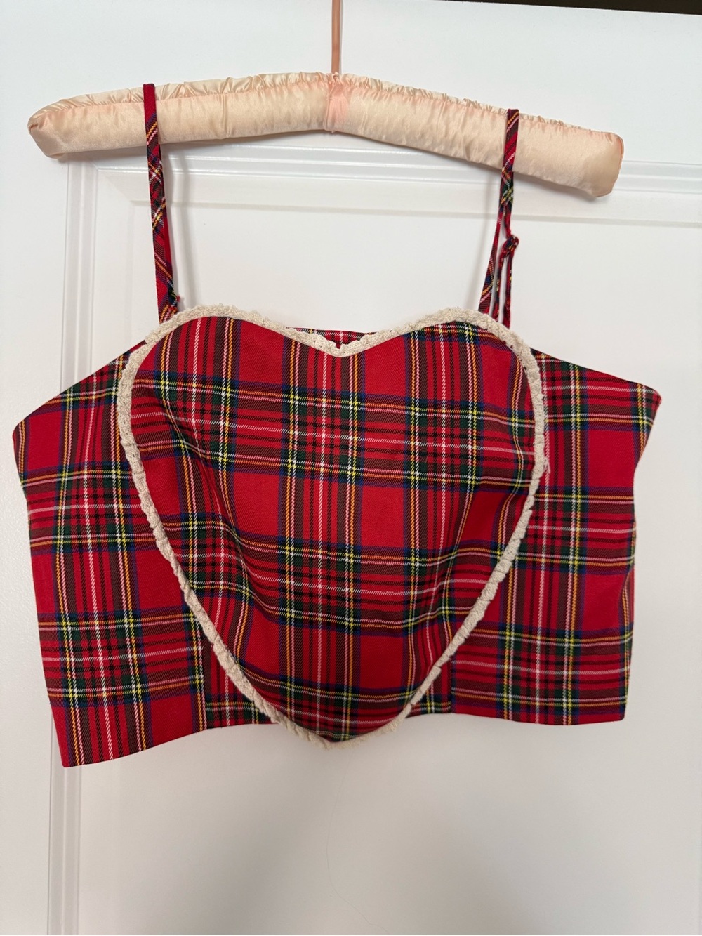 Cider Red Plaid Heart Bustier Crop Top